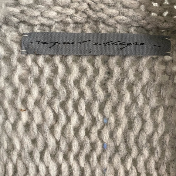 Raquel Allegra Alpaca~Blend, Gray Poncho/Cardigan with fringe and pockets. Size2 - Picture 3 of 5